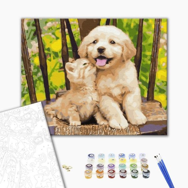 Malowanie po numerach BRUSHME, 40x50 cm, mali przyjaciele, 1 szt., w pudełku