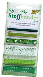 Wstążki materiałowe, zielone, 6szt.