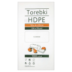 Torebki spożywcze HDPE, 18x4x35cm, 1000 szt., transparentne