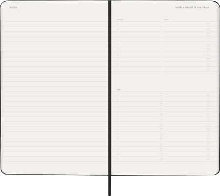 Kalendarz tygodniowy vertykalny MOLESKINE Pro 2026, 12M, L, twarda oprawa, 13x21cm, czarny