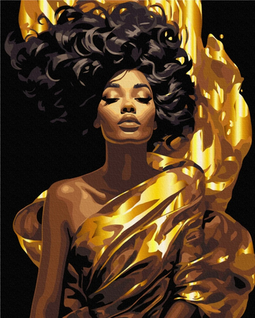 Malowanie po numerach BRUSHME, 40x50 cm, czarne płótno, gold, ubrana w promień, 1 szt., w pudełku