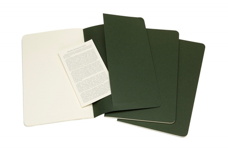 Zestaw 3 zeszytów MOLESKINE Cahier, L, 13x21cm, gładki, 80 stron, myrtle green