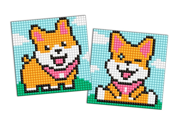Diamentowa mozaika na magnesie IDEYKA, 9x9 cm, kids, zabawne psy, 2 szt.