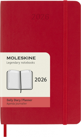 Kalendarz dzienny MOLESKINE 2026, 12M, P, miękka oprawa, 9x14cm, scarlet red
