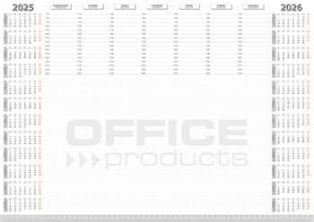 Podkładka na biurko OFFICE PRODUCTS, planer 2025/2026, biuwar 594x420mm A2 ,52k., biała