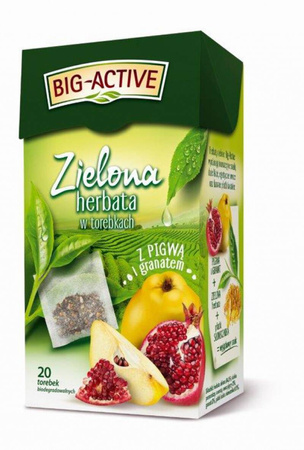 Herbata BIG ACTIVE, zielona z pigwą i granatem, 20 torebek