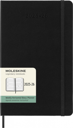 Kalendarz tygodniowy horyzontalny MOLESKINE 2025/26, 18M, L, twarda oprawa, 13x21cm, czarny