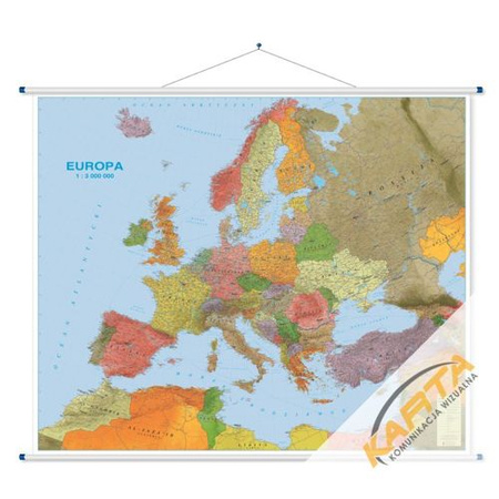 Mapa ścienna Europy polityczno drogowa 1:3 mln. 185x150 cm