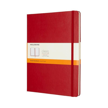Notes MOLESKINE Classic XL (19x25 cm) w linie, twarda oprawa, 192 strony, czerwony