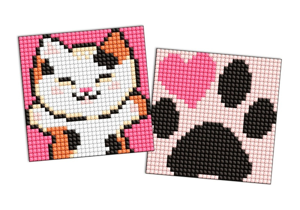 Diamentowa mozaika na magnesie IDEYKA, 9x9 cm, kids, puszyste uściski, 2 szt.