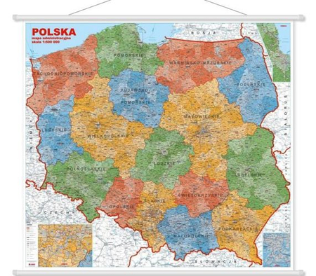Mapa ścienna Polski administracyjna 1:600 tys. 120x110 cm 