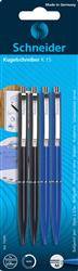 Długopisy automatyczne SCHNEIDER K15, 2x czarny + 2x niebieski, blister