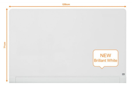 Tablica suchoś. -magn. NOBO Brillant, 126x71cm, panoramiczna 57", szklana, biała