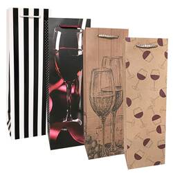 Torba prezentowa, na butelkę, 10,5x33x8,5cm, mix 4 wzorów