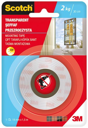 Taśma montażowa SCOTCH®, estetyczna, 19mm x 1,5m, transparentna