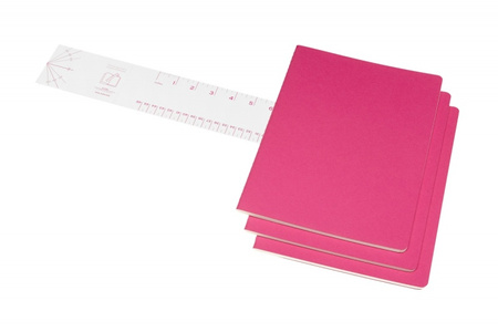 Zestaw 3 zeszytów MOLESKINE Cahier, XL, 19x25cm, w linie, 120 stron, kinetic pink