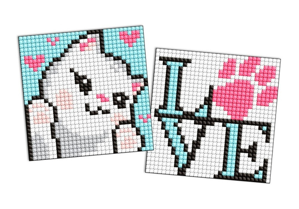 Diamentowa mozaika na magnesie IDEYKA, 9x9 cm, kids, uroczy kotek, 2 szt.