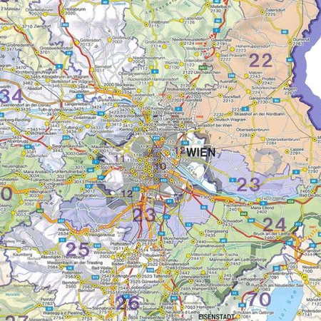 Mapa ścienna Austrii kodowa magnetyczna