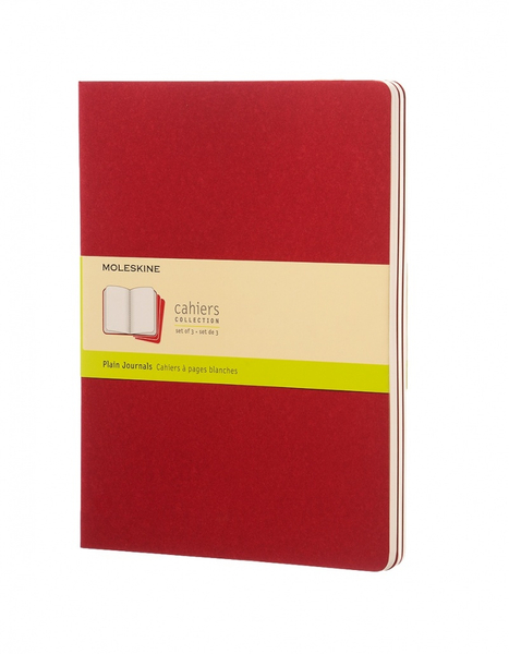 Zestaw 3 zeszytów MOLESKINE Cahier, XL, 19x25cm, gładki, 120 stron, cranberry red