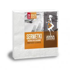 Serwetki ANNA ZARADNA, trójwarstwowe, składane, 33x33cm, 20 szt., białe, biały