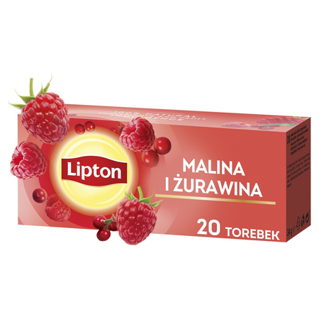Herbata LIPTON owocowa, malina i żurawina, 20 torebek