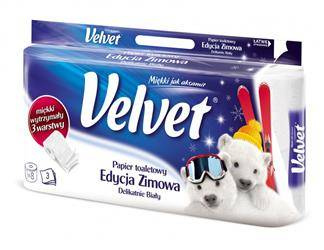 Papier toaletowy celulozowy VELVET Edycja Specjalna, 3-warstwowy, 162 listki, 8szt., biały