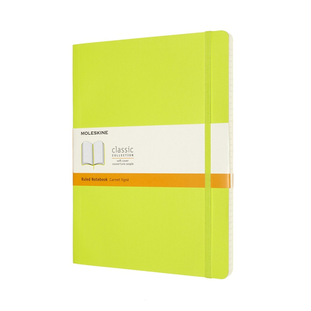 Notes MOLESKINE Classic XL (19x25cm), w linie, miękka oprawa, 192 strony, lemon green