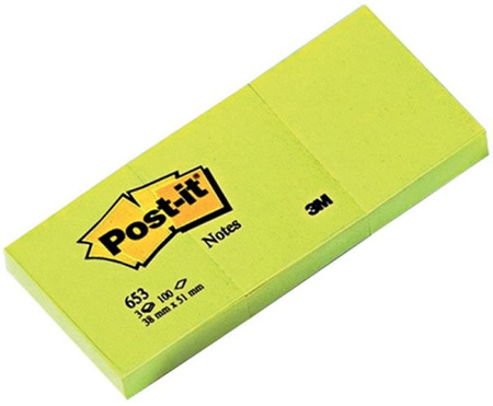 Karteczki samoprzylepne POST-IT® (653), 38x51mm, 3x100 kart., żółte