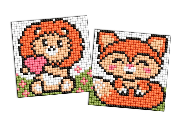 Diamentowa mozaika na magnesie IDEYKA, 9x9 cm, kids, czerwone zwierzęta, 2 szt.