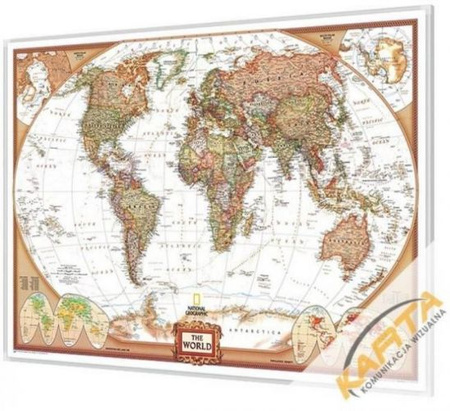 Mapa korkowa Świata - polityczna; ekskluzywna National Geographic