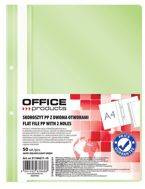 Skoroszyt OFFICE PRODUCTS, PP, A4, 2 otwory, 100/170mikr., wpinany, jasnozielony