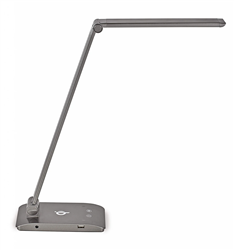 LAMPA BIURKOWA LED MAULstella, możliwość regulacji światła, Qi i USB ANTRACYTOWA
