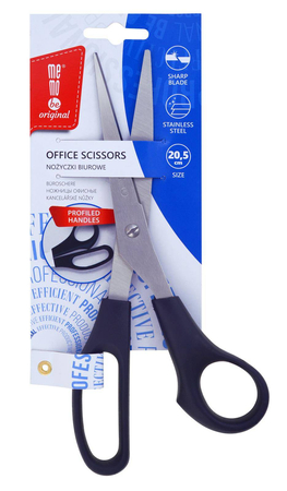 Nożyczki czarne z profilowanym uchwytem MemoBe 20,5 cm