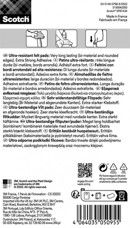 Ultra odporne podkładki filcowe SCOTCH, okrągłe, 22mm, 8 szt., czarno-białe