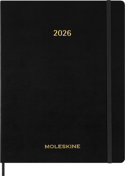 Kalendarz tygodniowy vertykalny MOLESKINE 2026, 15M, XXL, miękka oprawa, 23,5x28cm, czarny