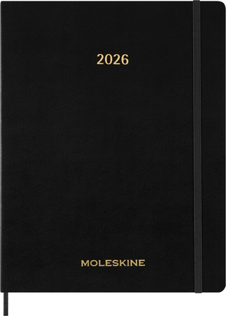 Kalendarz tygodniowy vertykalny MOLESKINE 2026, 15M, XXL, miękka oprawa, 23,5x28cm, czarny