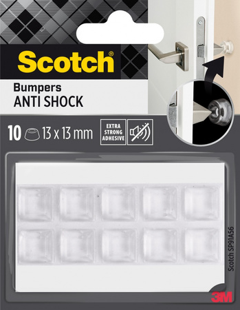 Odbojniki wygłuszające SCOTCH, samoprzylepne, kwadrat, 13x13mm, 10 szt., przezroczyste