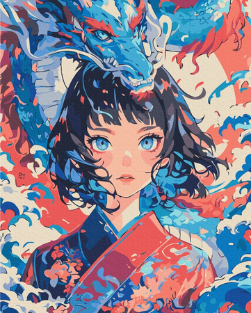 Malowanie po numerach BRUSHME, 40x50 cm, dziewczyna która stała się smokiem, 1 szt., w pudełku