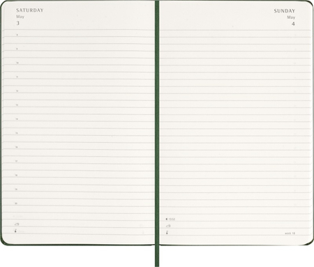 Kalendarz dzienny MOLESKINE 2026, 12M, L, twarda oprawa, 13x21cm, myrtle green
