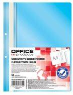 Skoroszyt OFFICE PRODUCTS, PP, A4, 2 otwory, 100/170mikr., wpinany, jasnoniebieski