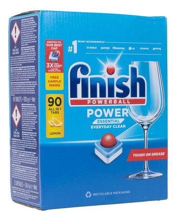 Tabletki do zmywarki FINISH Power Essential, 90szt+2gratis, lemon