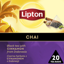 Herbata LIPTON, piramidki, czarna, chai, 20 torebek