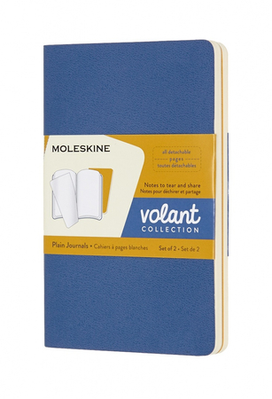 Zestaw 2 zeszytów MOLESKINE Volant, P, 9x14cm, gładki, 80 stron, blue/amber yellow