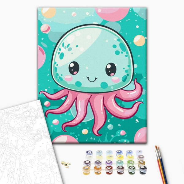 Malowanie po numerach BRUSHME, 30x40 cm, kids, wesoła meduza, 1 szt.