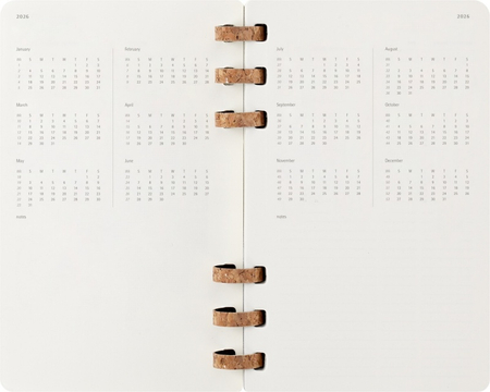 Kalendarz tygodniowy/miesięczny na spirali MOLESKINE 2026, 12M, L, miękka oprawa, 13x21cm, czarny