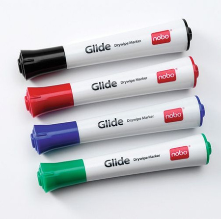 Marker do tablic NOBO Glide Drymarker, okrągły, 1-3mm, 4szt., mix kolorów