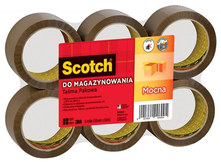Taśma pakowa do magazynowania SCOTCH® (S5066F6), mocna, 50mm, 66m, brązowa