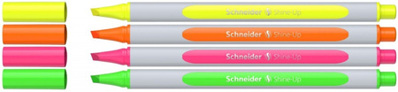 Zestaw zakreślaczy SCHNEIDER Schine-Up, 1-4mm, 4 szt., pudełko z zawieszką, mix kolorów