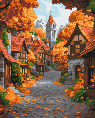 Malowanie po numerach BRUSHME, 40x50 cm, październikowe miasteczko, 1 szt., w pudełku
