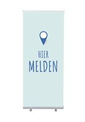 Roll-Banner Budget 85 Komplettset Hier Anmelden Blau Niederländisch